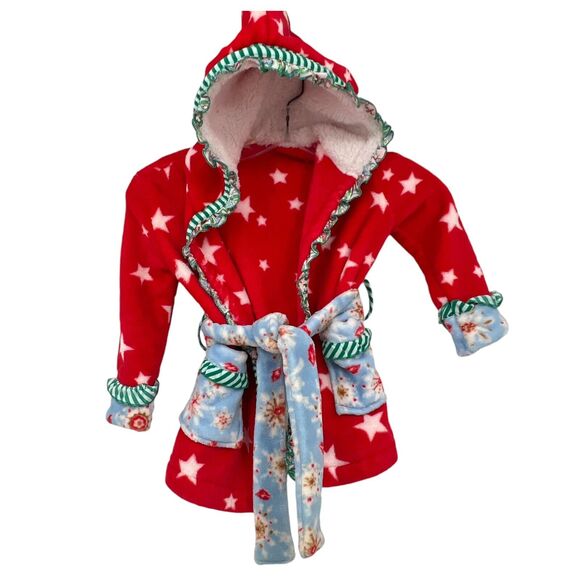 Matilda Jane Christmas Robe Red‎ Stars Hooded Toddler Evening In Size 2 - Picture 1 of 6